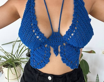 Butterfly crochet pattern Crop Top Halter Pattern instant download