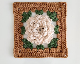 Rose Granny Square Crochet Pattern: Easy Motif for  blanket, bag, cardigan PDF instant download