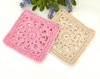Crochet flower granny square pattern flower motif for blanket bag  vintage instant download PDF