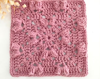 Popcorn Granny Square Crochet Pattern, Blanket Motif (PDF Pattern)