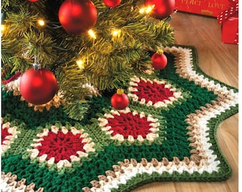 Christmas Tree Skirt Holiday home decor PDF crochet pattern instant download