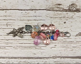 OOAK Pink und Klar Glas Zipper Pull mit Feen Anhänger
