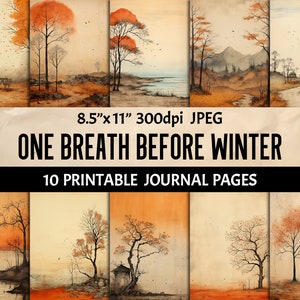 Autumn Printable Journal Pages, Fall Digital Paper for Junk Journaling Scrapbooking Crafting Collage Book Making