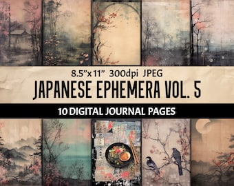Grunge Japanese Ephemera: Printable Journal Pages (Digital Download)