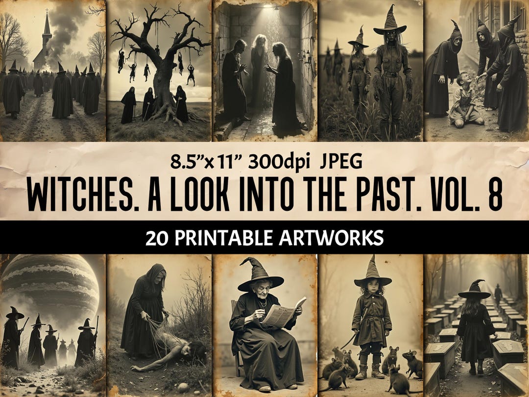 Retro Scary Photo Witch Printable Halloween Wallpaper: 20 Digital Wall ...