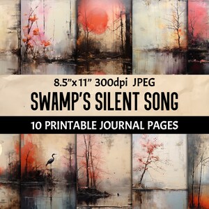 Swamp Grunge Printable Paper: Twilight Marsh Collage (digital Download ...