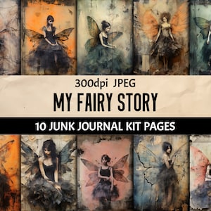 Fairy Story - Dark Fantasy Junk Journal Pages Printable - Digital Paper for Scrapbooking Cards Collage Wall Art