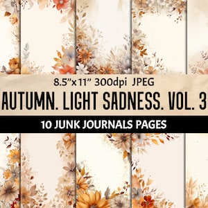 Pages imprimables pour le journal indésirable des vibrations florales d'automne - feuilles et fleurs papiers éphémères scrapbooking numérique collage de cartes - usage commercial