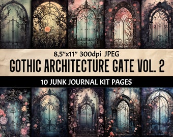 Gothic Arches Journal Pages - Printable Grunge Architecture Papers for Scrapbooking Journaling Collage Cards Crafting Wall Art