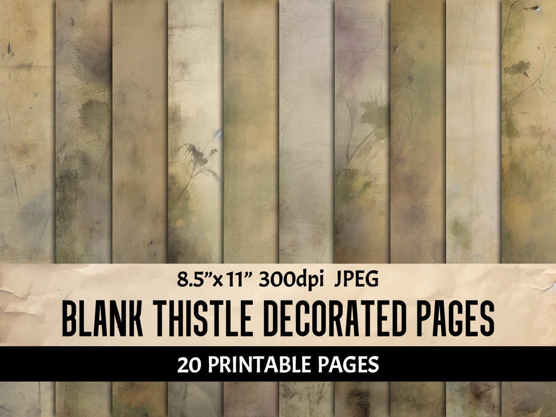 Blank Journal Pages - Vintage Floral Background - Thistle Decorated ...