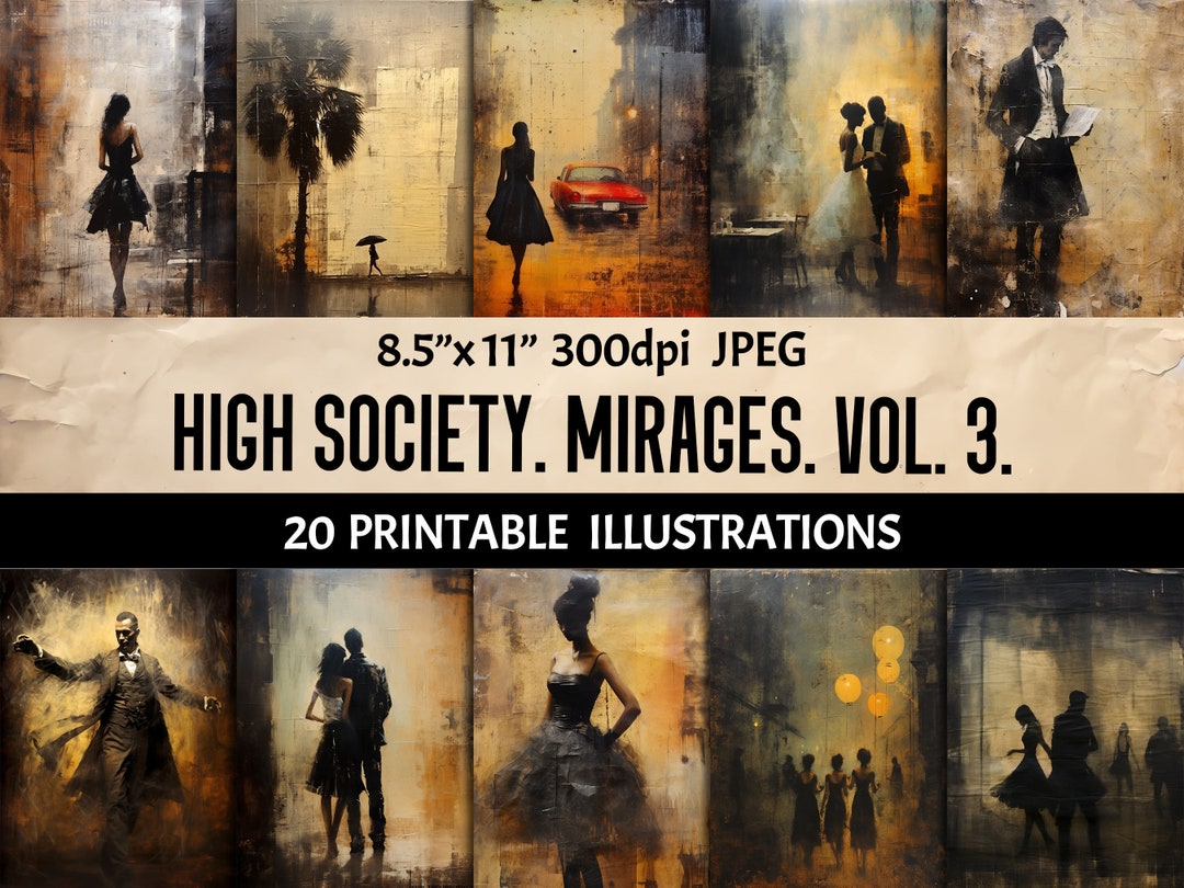 Vintage Styled Digital Art Set: Amber-toned Aged Photo Illustrations for Junk Journals ...