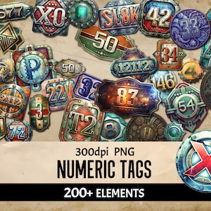 Steampunk Tags with Numbers Printable Junk Journal Labels Industrial Digital Ephemera for Scrapbooking Journaling and Collages