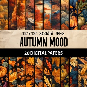 Autumn Pattern Digital Paper - Fall Ephemera - Printable Image Sheet for Scrapbook Collage Junk Journal