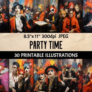 Masquerade Ball Costume Party - Glamorous Printable Modern Wall Art Home Decoration Scrapbooking Paper, Creative Journaling and Crafting