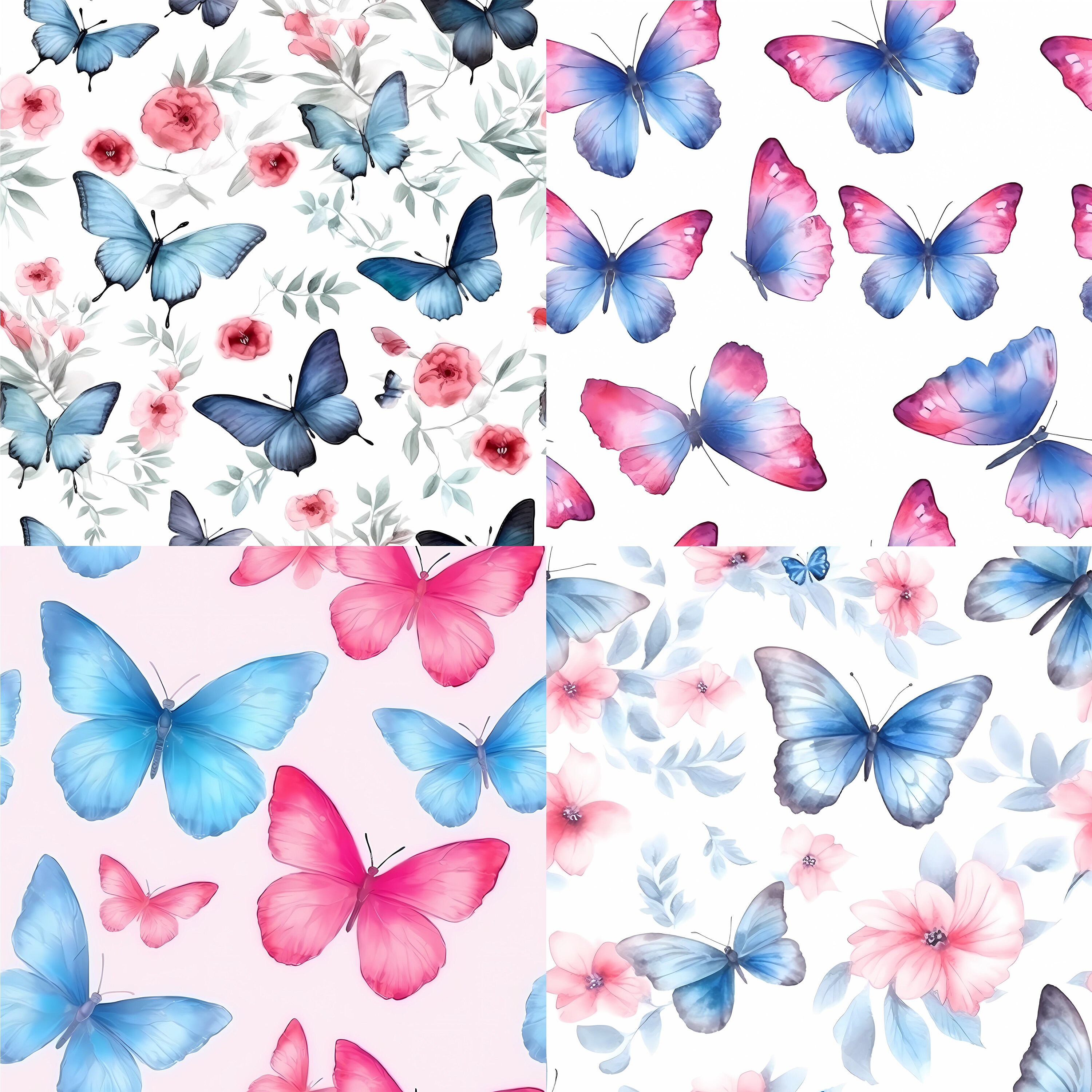 Butterfly Digital Paper Pack: Seamless Butterflies and Flowers Pattern ...
