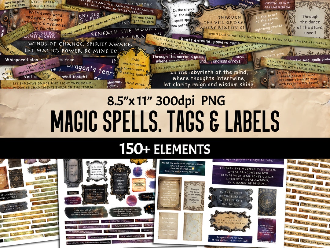 Magic Spells Tags: Printable Witchcraft Journal Embellishments (digital ...