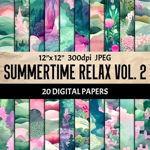 Abstract Watercolor Digital Paper Pack - Seamless Pattern Summer - Scrapbooking Collage Junk Journal Cards
