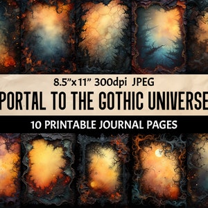 Page de journal univers gothique imprimable pour le scrapbooking, journalisation indésirable, papier collage numérique sombre