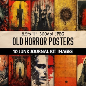 Vintage Horror Poster Prints: Creepy Scrapbook Art (Digital Download)
