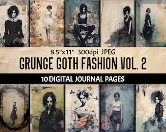 Goth Girl Fashion Digital Kit - Easy-to-Print Vintage Grunge Ephemera for Junk Journals, Scrapbooking Projects and Moody Collage Crafts