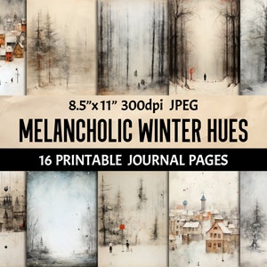 Pagina del diario stampabile Winter Mood - Chilled Shades of Sorrow - Carta digitale per Junk Journaling Scrapbooking Crafting Collage Card Making