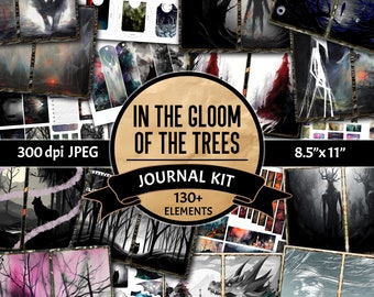 Woodland Horrors Junk Journal Kit - Forest Fiends Printable Pages, Decorative Crafting Paper, Envelopes, Tags and Embellishments