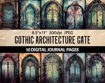 Gothic Arches Scrapbooking Kit - Printable Ephemera Pages - Goth Junk Journal Kit - Collage Sheets - Commercial Use Instant Download
