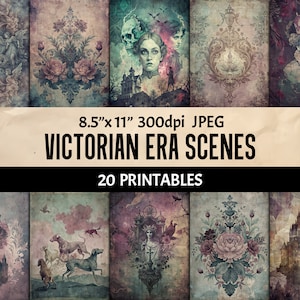 Victorian Grunge Digital Paper: Vintage Art Prints (Digital Download)