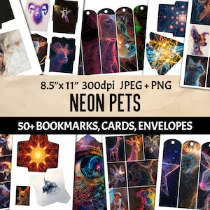 Pets and Animals - Pack of Digital Bookmarks, Cards, Envelopes - 50+ Printable Elements for Crafting and Creativity