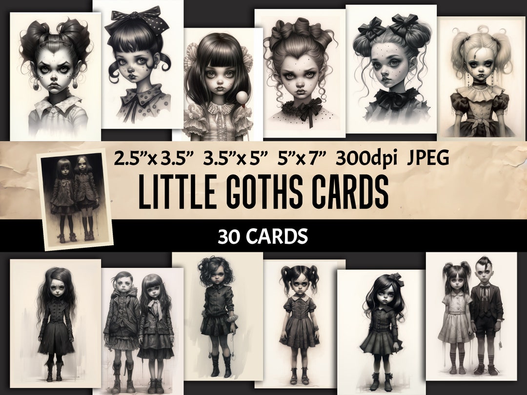 Little Goth Card - 30 Digital Gothic Junk Journal Vintage Ephemera ATC ...