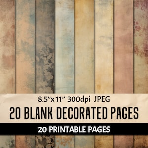 Blank Journal Pages - Vintage Floral Stamped Background - Neutral Printable Papers - Digital Scrapbook Kit - Grunge Texture Collage Sheets