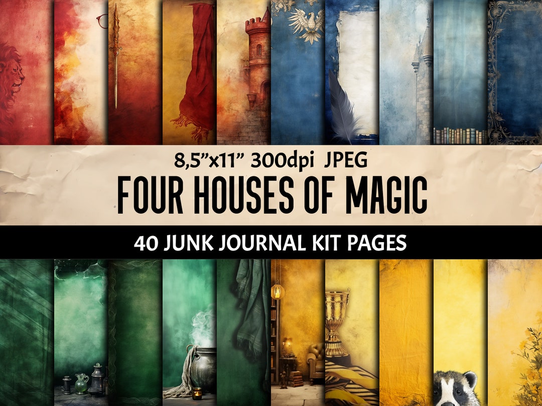 Four Houses of Magic Junk Journal Kit: 40 Printable Pages (digital ...