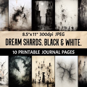 Page de journal imprimable Horreur Peur Rêves de cauchemar Papier numérique pour journalisation indésirable Scrapbooking Artisanat Collage Fabrication de cartes