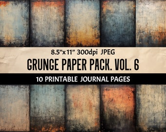 Printable Grunge Digital Paper, Junk Journal Page, Background for Scrapbooking Journaling Crafting Collage Book Making
