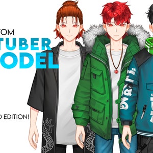 Rigged Male Vtuber Model: Customizable Full Body L2D Avatar (Digital Download)