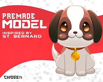 Premade Vtuber Model Pet - St. Bernard Dog Breed Realistic Vtube Avatar, Fully Rigged Live2D Asset, VrChat Add On, Unique Cute Expressions