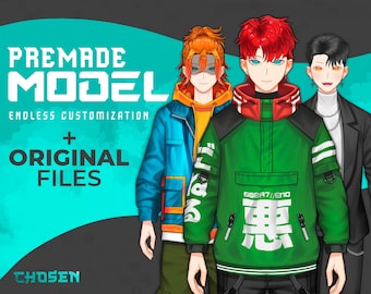 Customizable Male Vtuber Model: Fully Rigged, Original Files (CMO3 File)