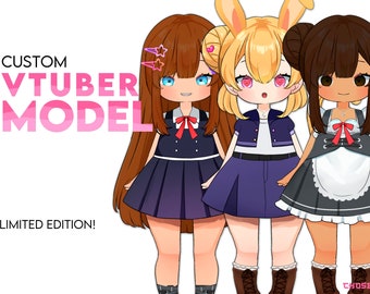 Modelo Chibi de Vtuber 2D prediseñado: totalmente armado y personalizable (descarga digital)