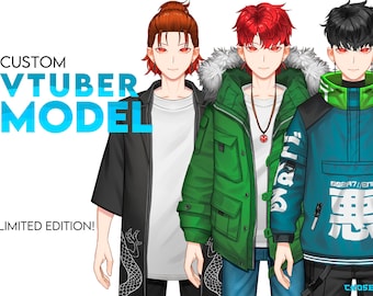Rigged Male Vtuber Model: Customizable Full Body L2D Avatar (Digital Download)