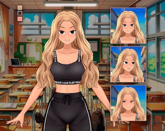 Customizable School CatGirl Vtuber Model: Fully Rigged Live2D Avatar