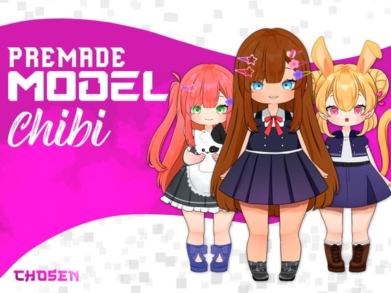 Premade Customizable Chibi Vtuber Model: Full Body Rigging (Digital Product)