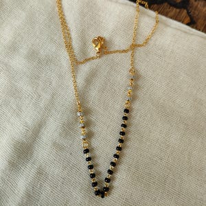 18KT Gold Mangalsutra Necklace: Black & Gold Beads, Modern Bridal Jewelry