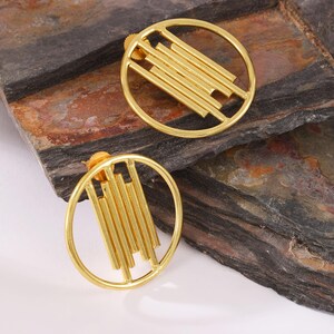 Gold Plated Hoop Stud Earrings: Bollywood Style Jewellery