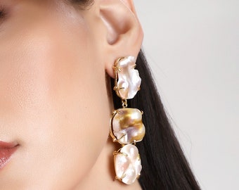 Baroque Earrings, Baroque Pearl Danglers, Pearl Earrings, Pearl Drop Earrings, Pearl Danglers, Natural Pearl Earrings, Bridesmaid Earrings