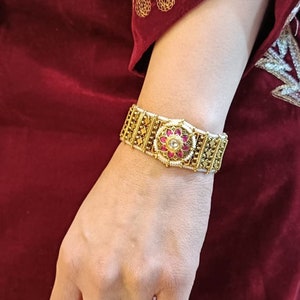 14kt Gold Plated Bangle: Antique Bridal Bollywood Jewelry