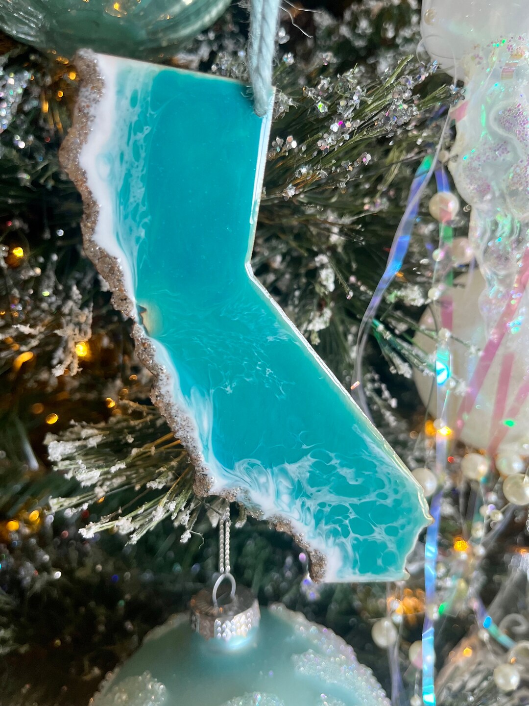 California Christmas Ornament Ocean Resin Etsy