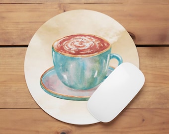 Bonita alfombrilla de ratón redonda con forma de taza de café