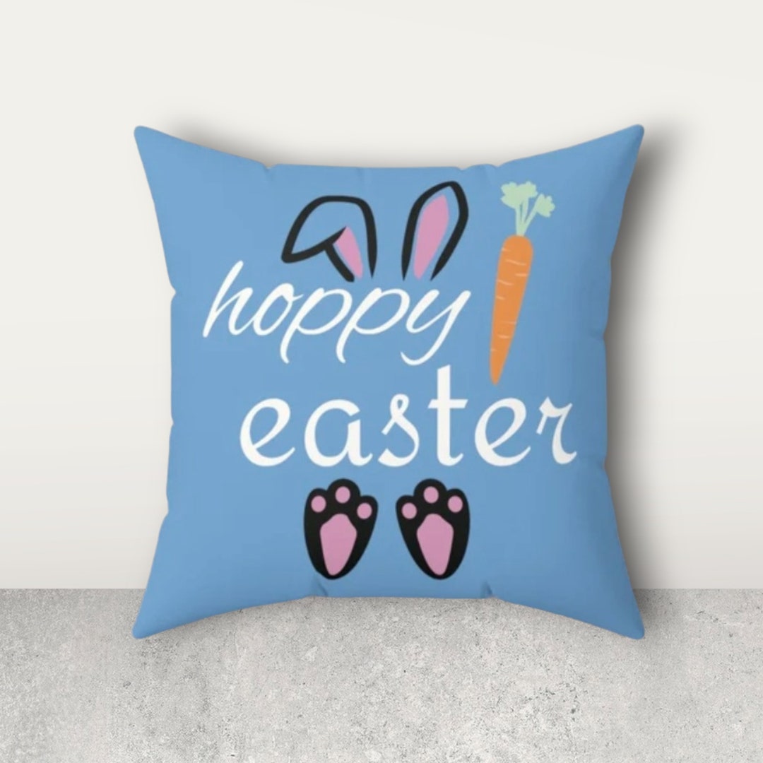 Hoppy Easter Pillow Happy Easter Pillow Easter Throw Pillow Easter