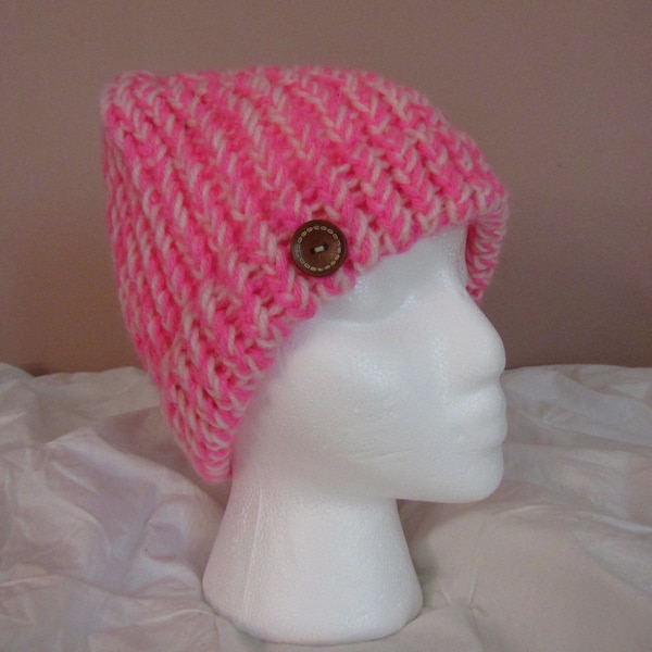 Chapeau tricoté pour dames | Bonnet femme | Bonnet d’hiver | Cadeau pour elle | Bonnet rose chaud | Bonnet de camping | Fruit du dragon rose | Garder au chaud | Chapeau douillet