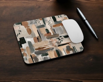 Elegant Neutral Mouse Pad, Abstract Neutral Mouse Pad, Modern Boho Desk Decor, Aesthetic Mousepad, Office Accessories, Minimalist Desk Gift